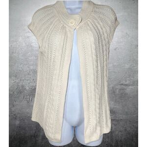 Westbound Petites Cable Knit Cardigan Sweater Vest PS Cozy Cottagecore Classic
